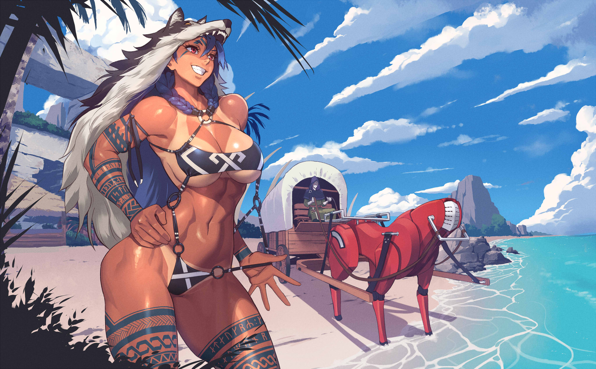 This is a pixiv picture whose title is 暑中お見舞いらすと.