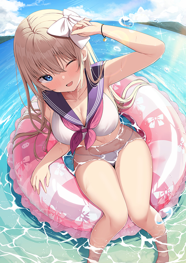 This is a pixiv picture whose title is 彼女と海デート！.