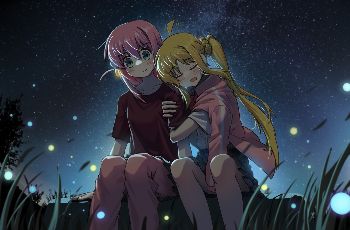 This is a pixiv picture whose title is Watching stars together.