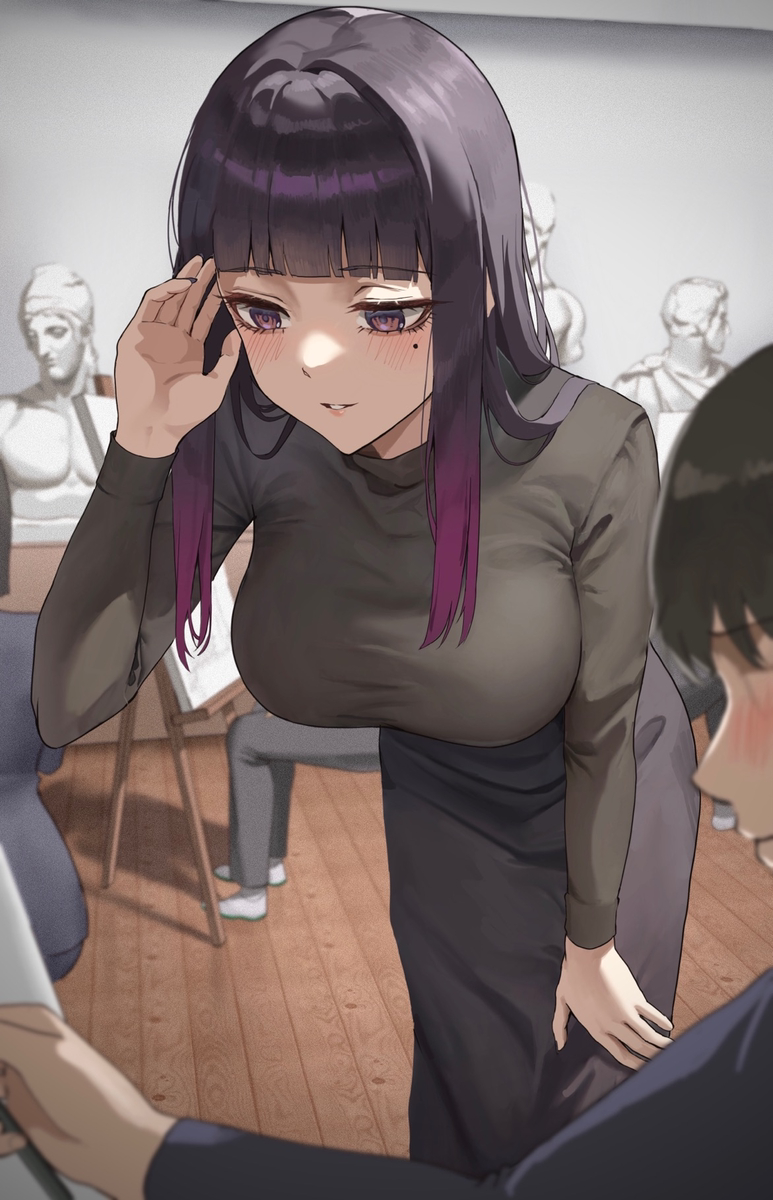 This is a pixiv picture whose title is 何かと自分を気にかけてくれる美術の先生.