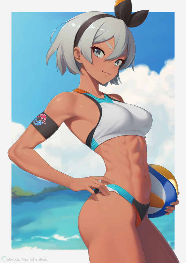 This is a pixiv picture whose title is サイトウちゃんビーチバレーボールウェアの姿.