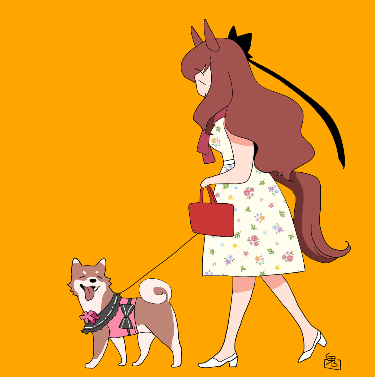 This is a pixiv picture whose title is ウマ娘と犬シリーズ.