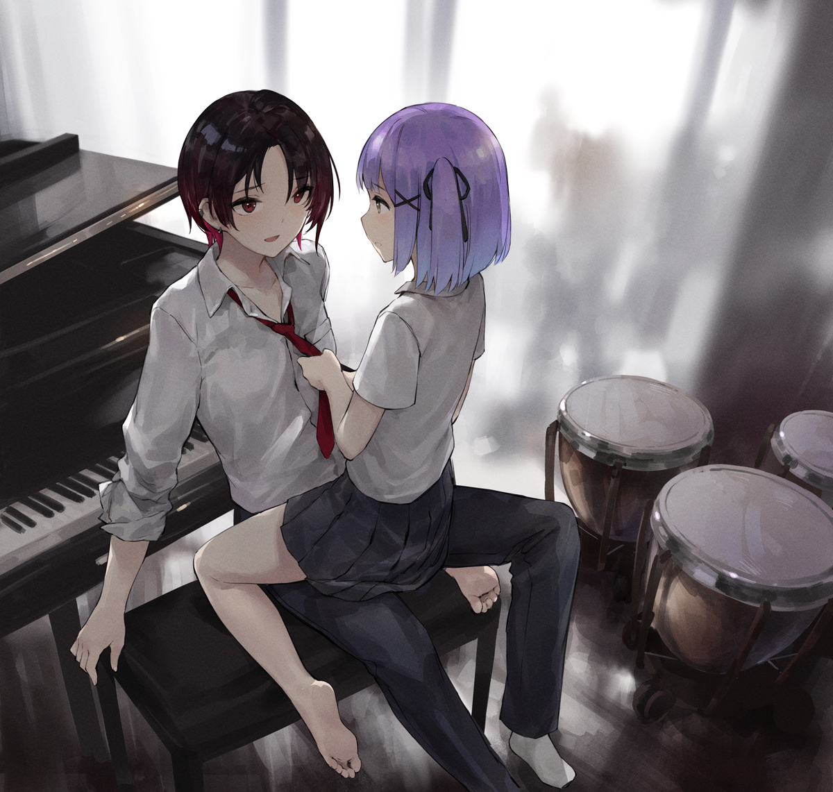 This is a pixiv picture whose title is 音楽教室.