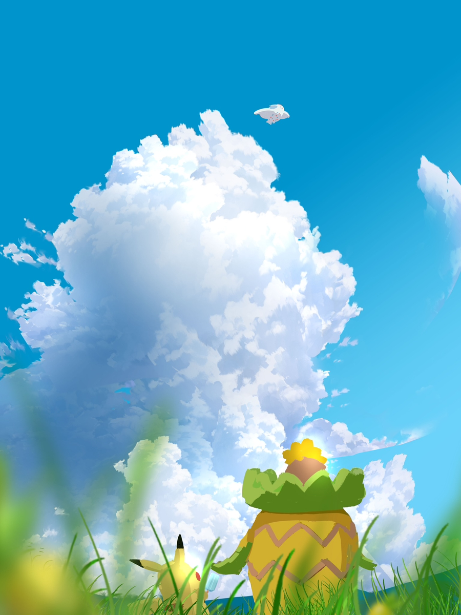 This is a pixiv picture whose title is ピカチュウが見つめる空.