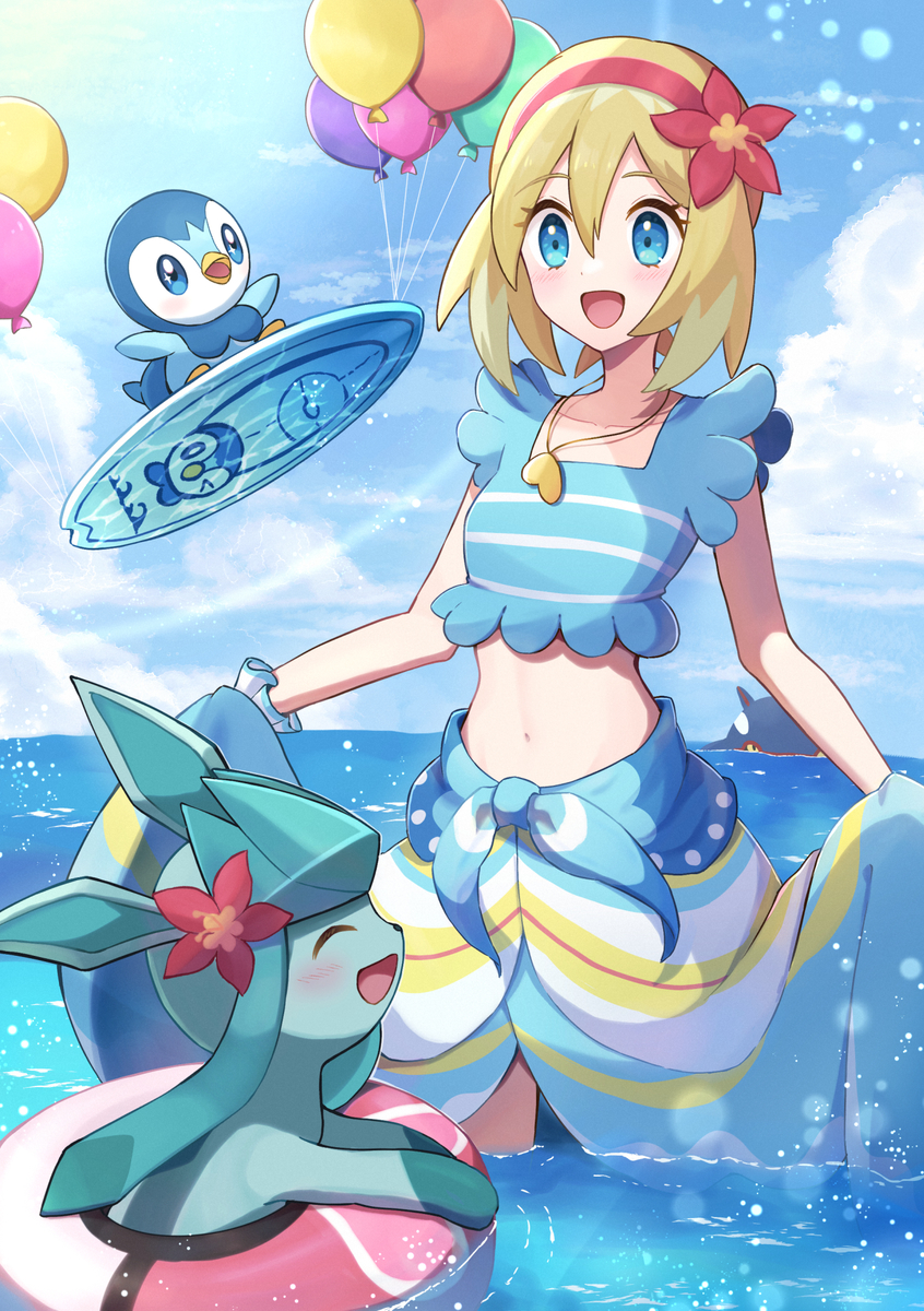 This is a pixiv picture whose title is 海を満喫するカイちゃんとグレイシア.