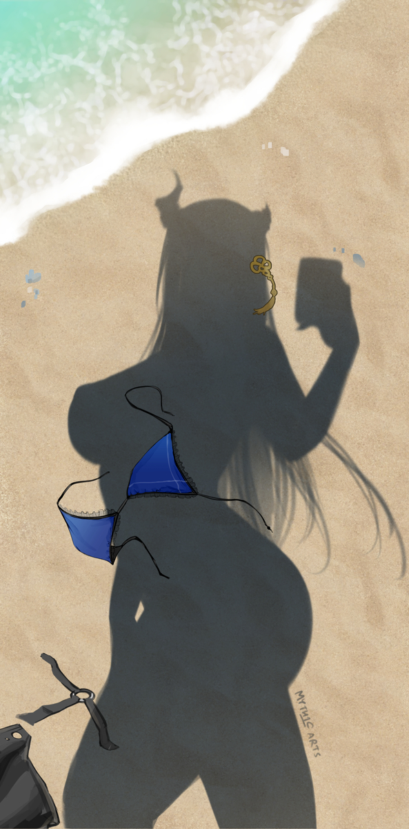 This is a pixiv picture whose title is HoloAdvent Beach Meme.