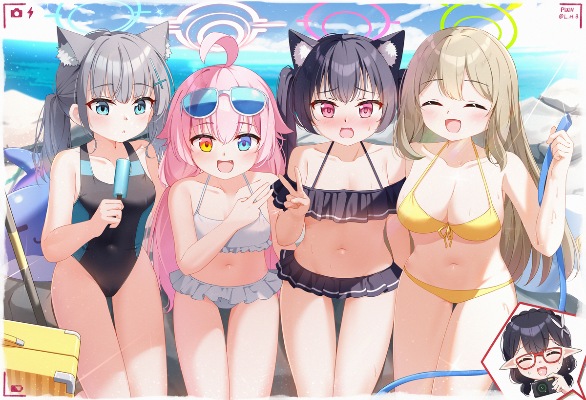 This is a pixiv picture whose title is 対策委員会の夏休み.