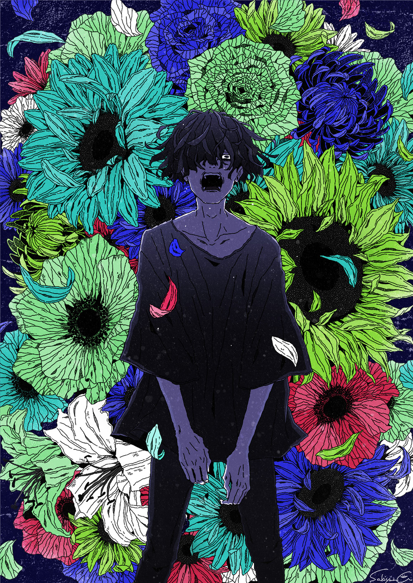 This is a pixiv picture whose title is 死にたいくせに吠える.