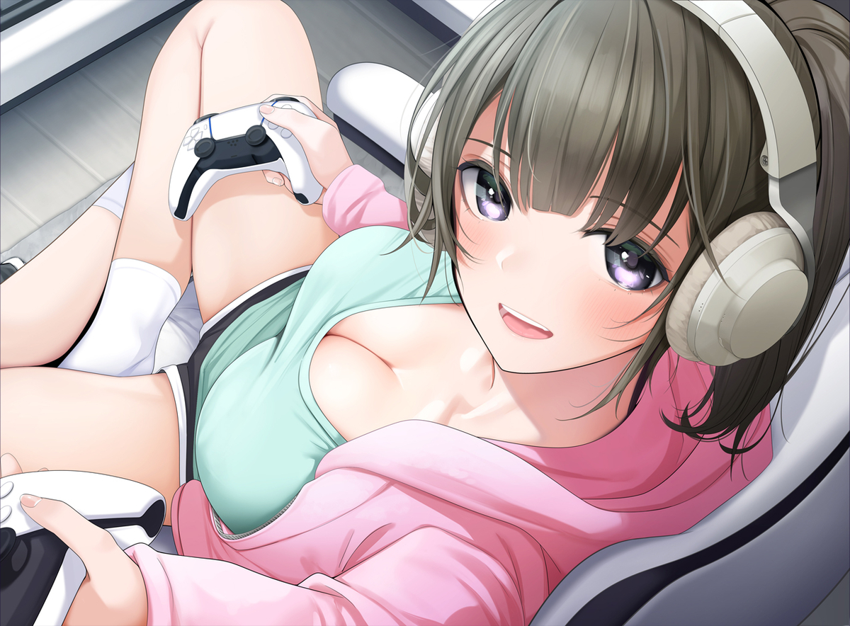 This is a pixiv picture whose title is ゲーミング彼女ちゃん.