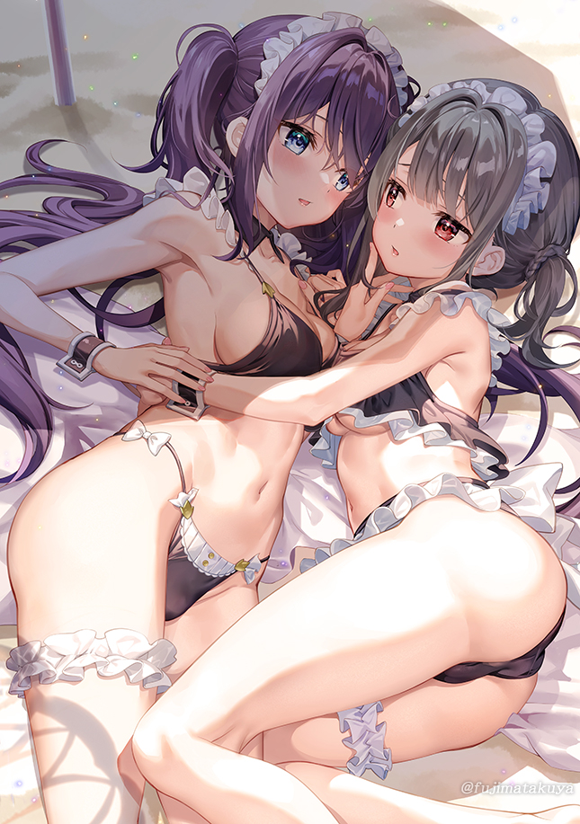 This is a pixiv picture whose title is メイド水着.