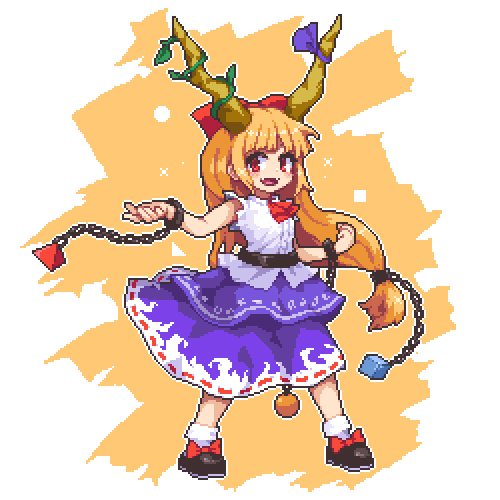 This is a pixiv picture whose title is 幻想郷に堕ちた鬼.
