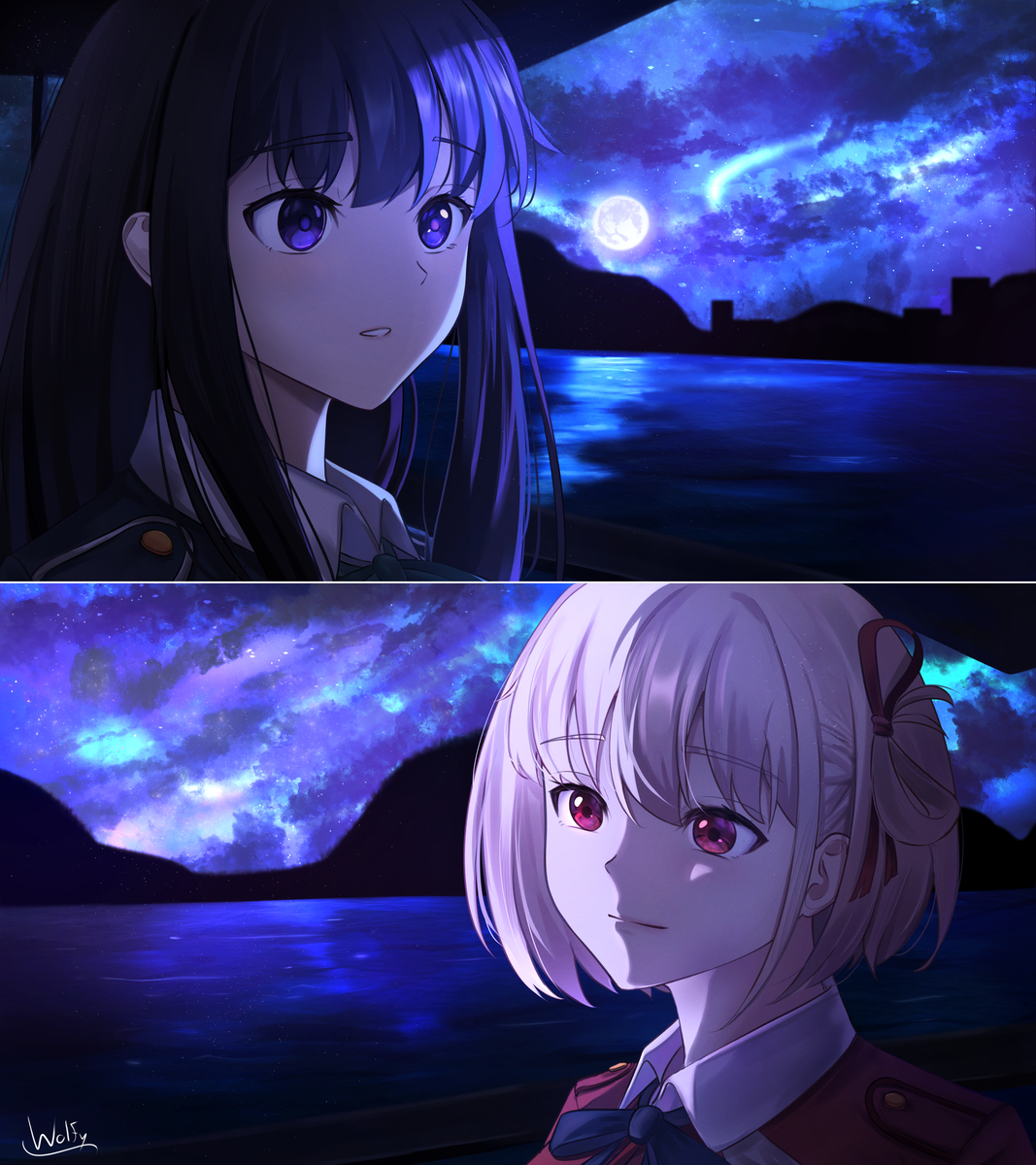 This is a pixiv picture whose title is Under the stars.