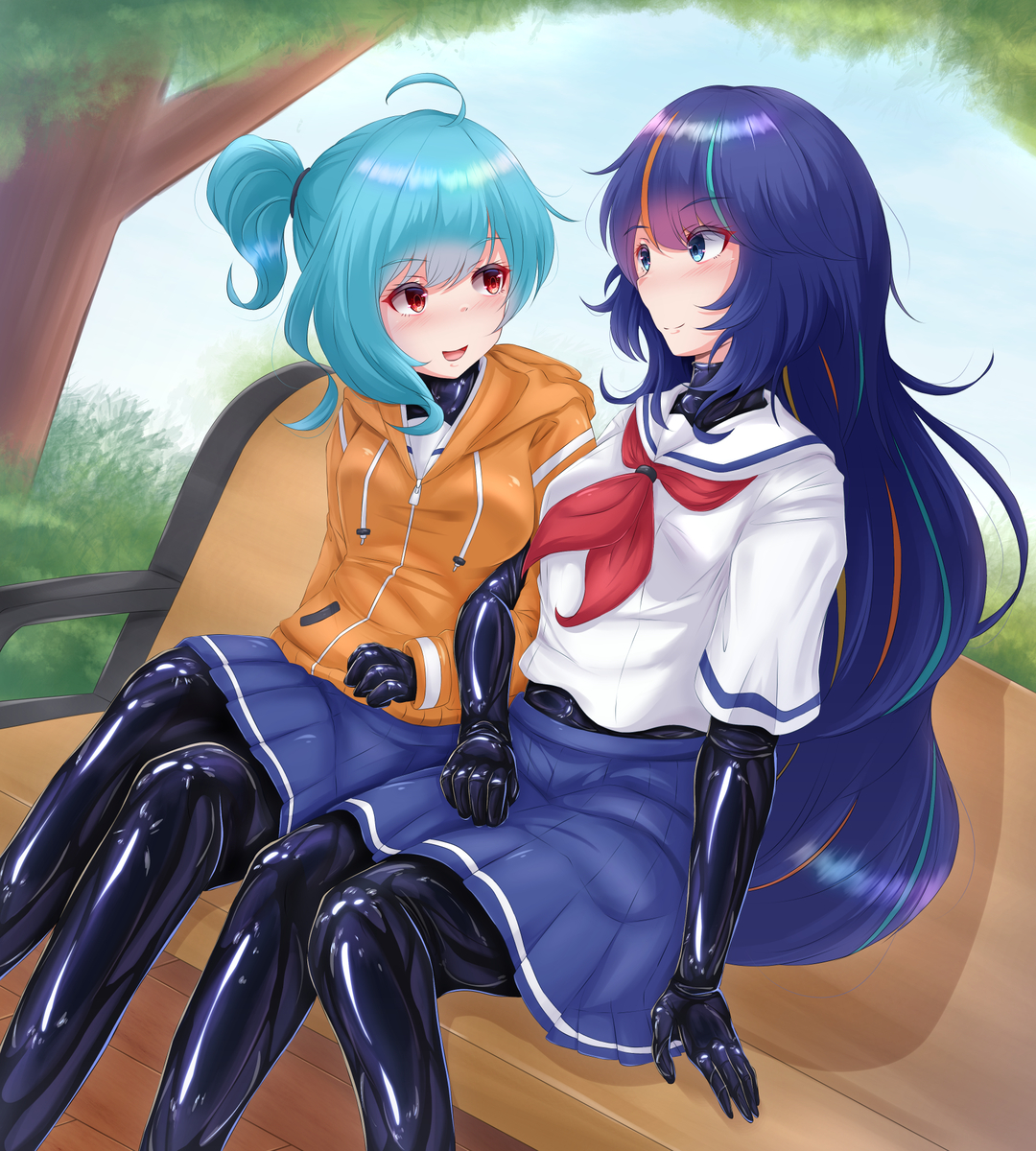 This is a pixiv picture whose title is 【Skeb】ラバーNeon＆ラバーKarina.