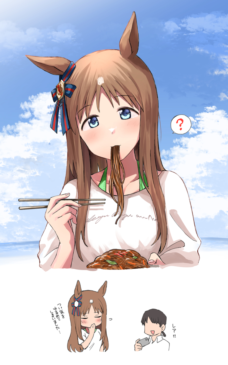 This is a pixiv picture whose title is 猫口焼きそばグラスワンダー.