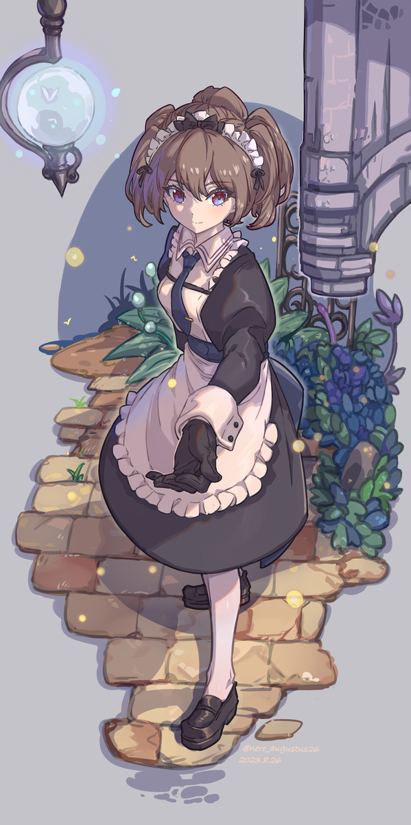 This is a pixiv picture whose title is 【摸鱼】千月家的女仆&管家.清原秋.