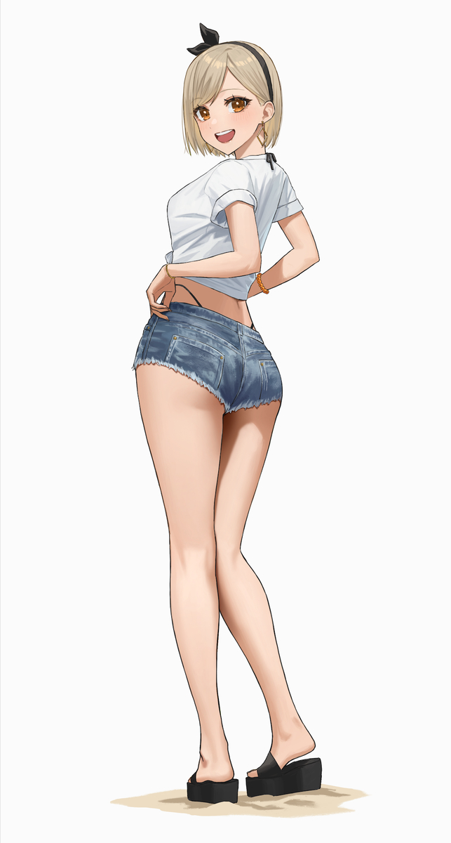 This is a pixiv picture whose title is 海の家、看板娘.