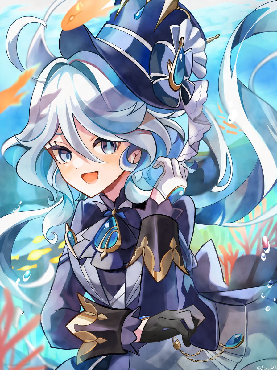 This is a pixiv picture whose title is フリーナちゃんの水中探索.