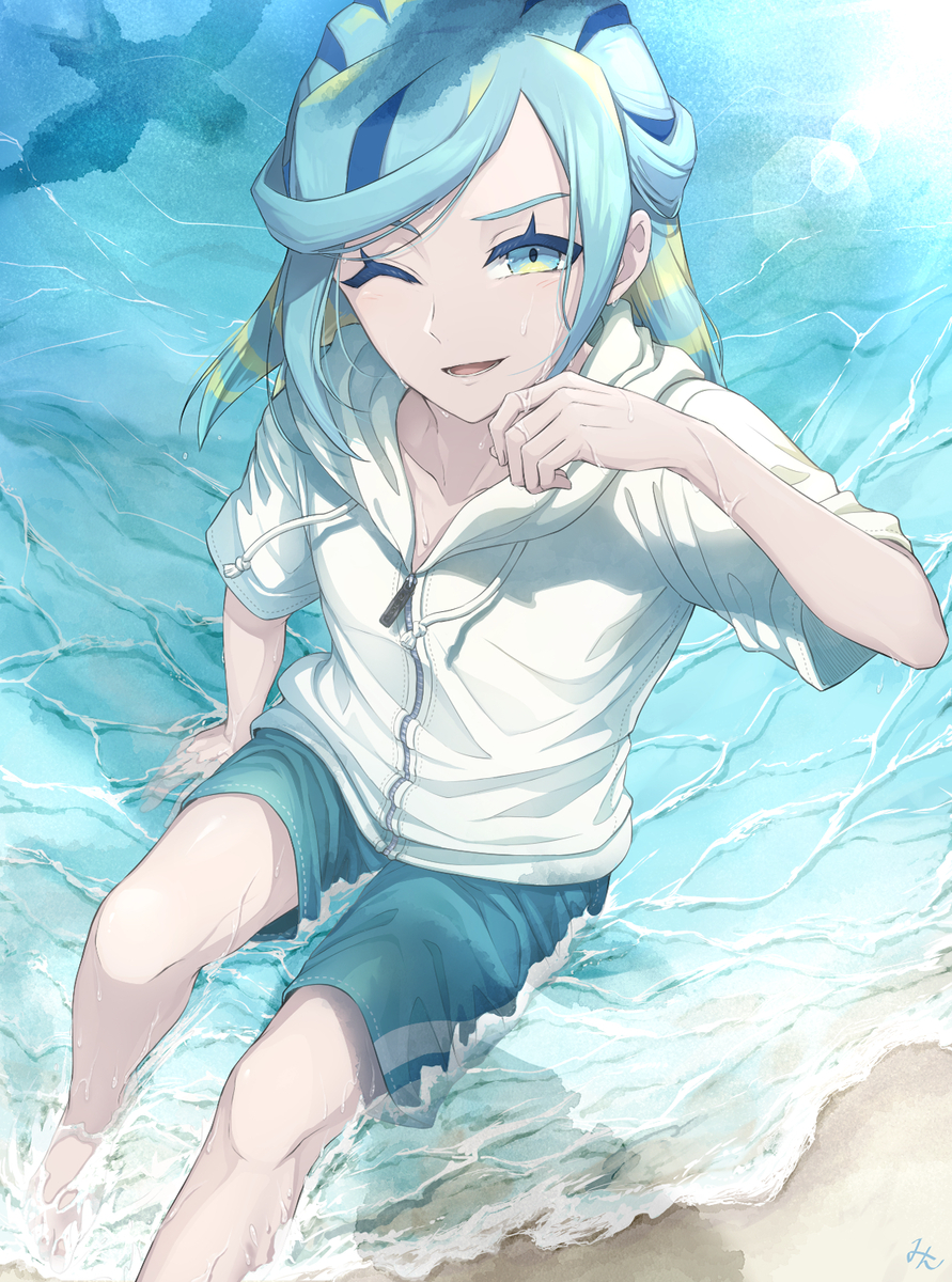 This is a pixiv picture whose title is グルーシャさんと海で.