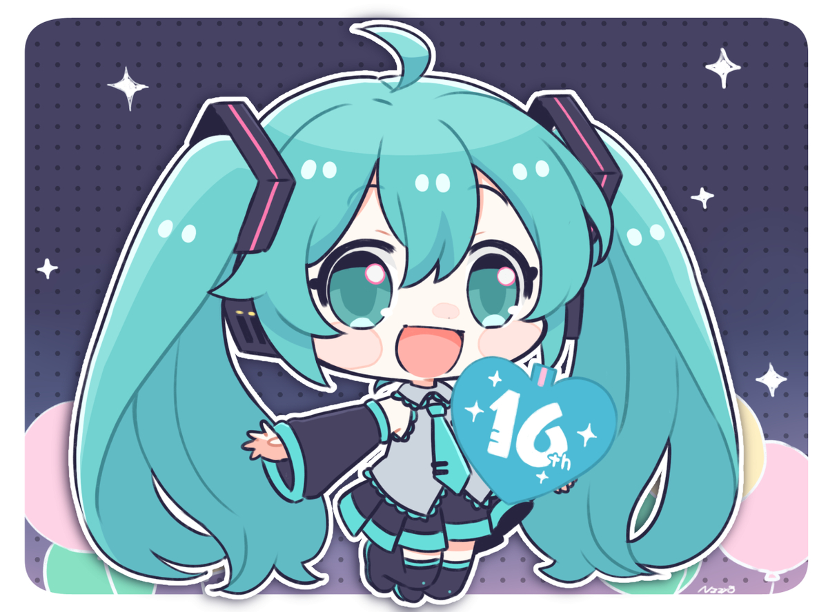 This is a pixiv picture whose title is 初音ミク16周年.