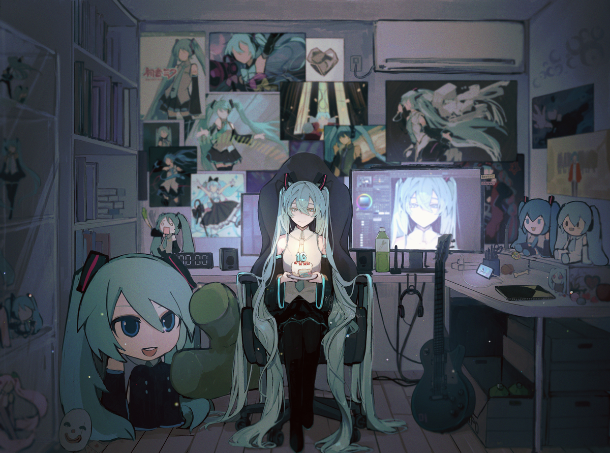 This is a pixiv picture whose title is 初音ミク16th.