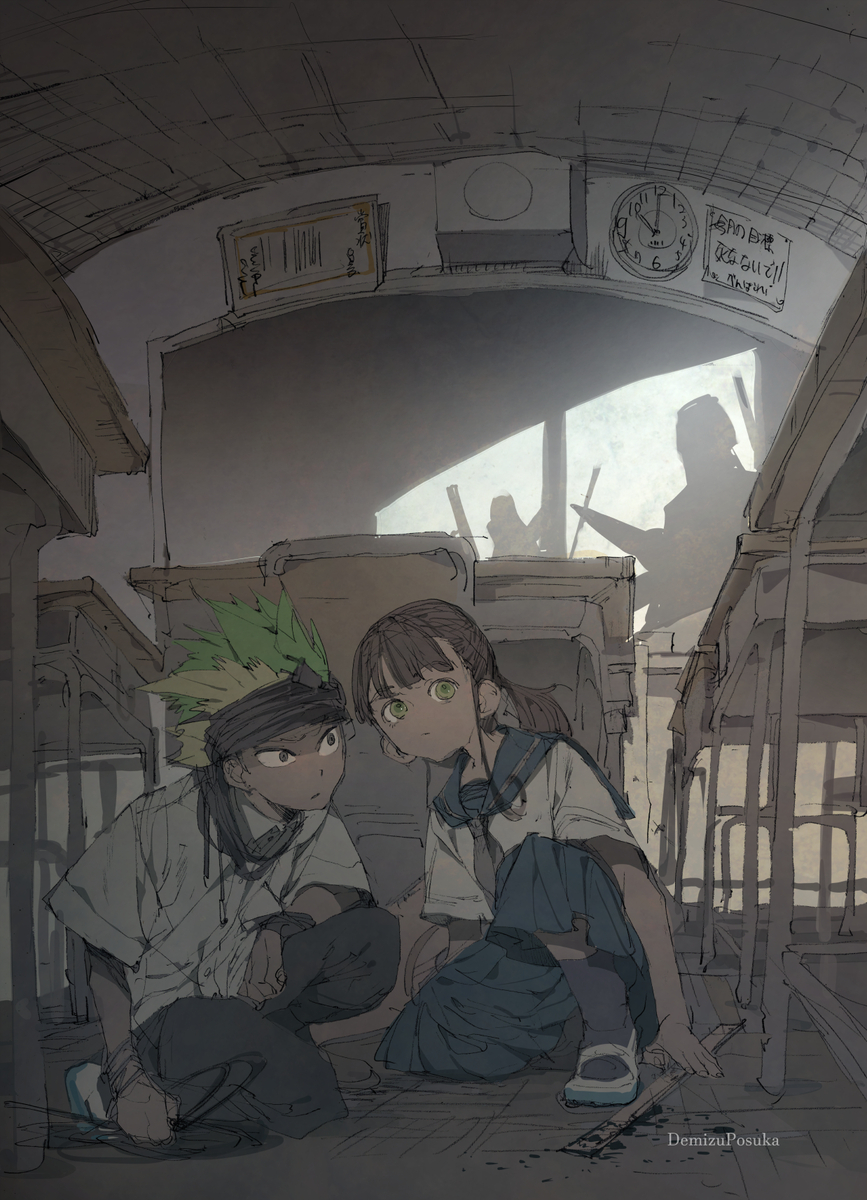 This is a pixiv picture whose title is 防災訓練.