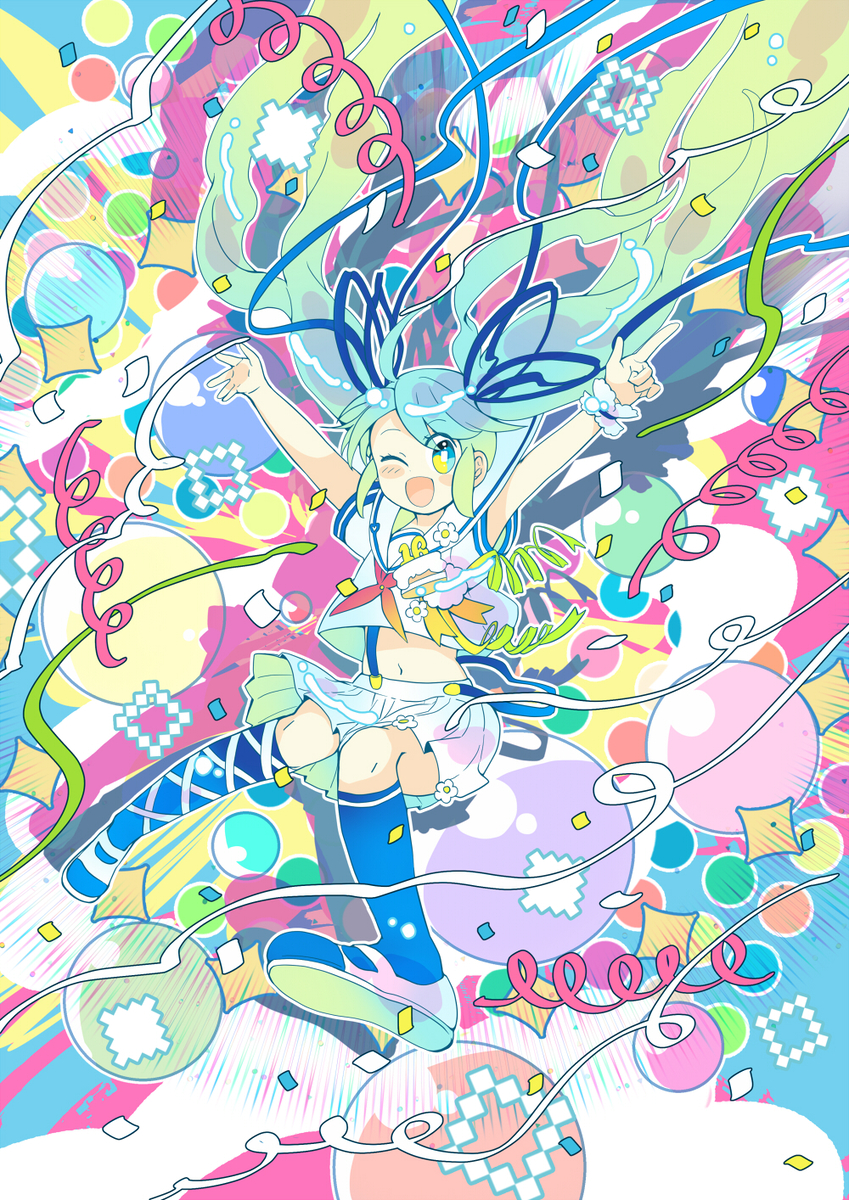 This is a pixiv picture whose title is 【#miku16th 関連お知らせ付き】16周年おめでとう！.