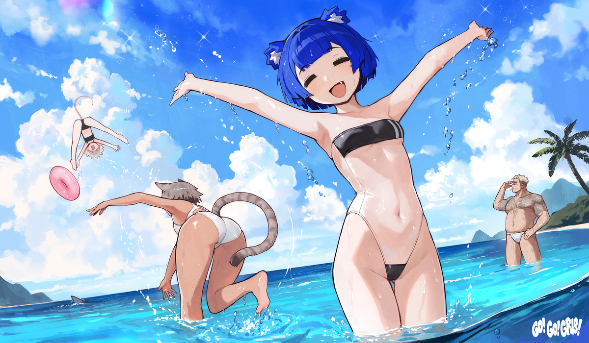 This is a pixiv picture whose title is 海に行こう！.