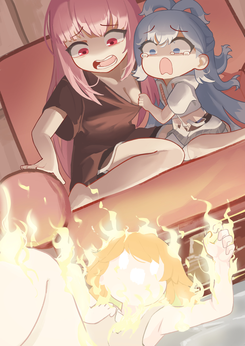 This is a pixiv picture whose title is the floor is lava.