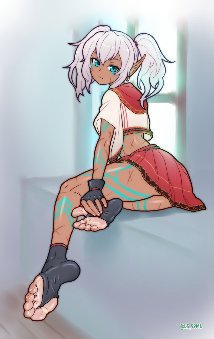 This is a pixiv picture whose title is Elf at the Window.