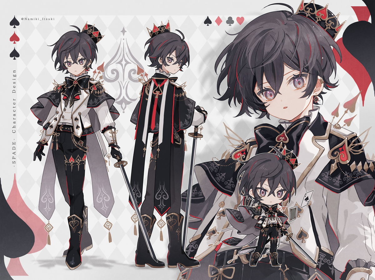 This is a pixiv picture whose title is Character Design [ Spade ♠︎ 🂡🂠 ].