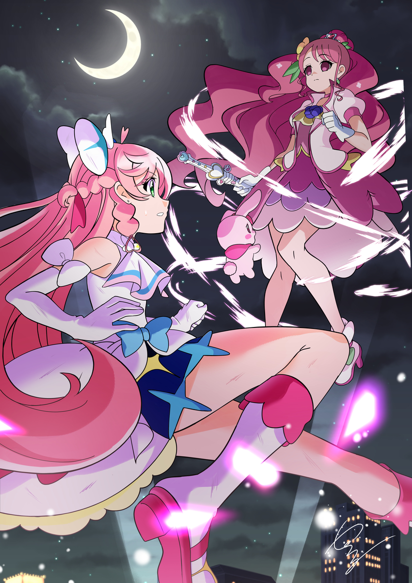 This is a pixiv picture whose title is 【skeb】キュアプリズムVSダークグレース.