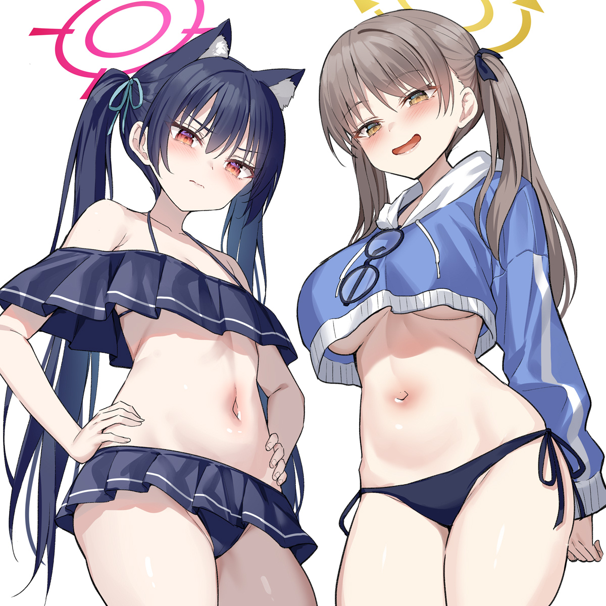 This is a pixiv picture whose title is 水着モエ＆セリカ.