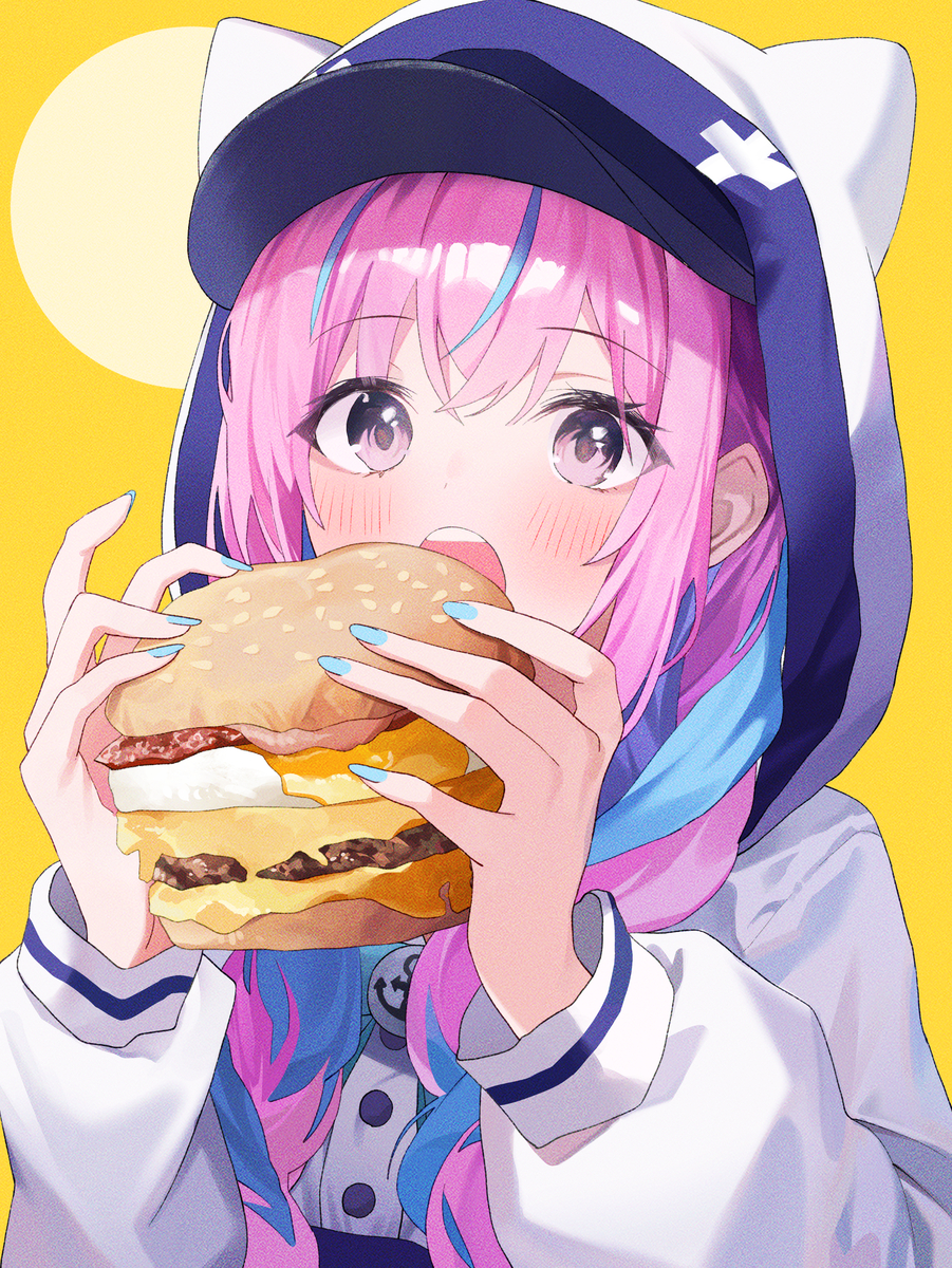 This is a pixiv picture whose title is 月見バーガー.