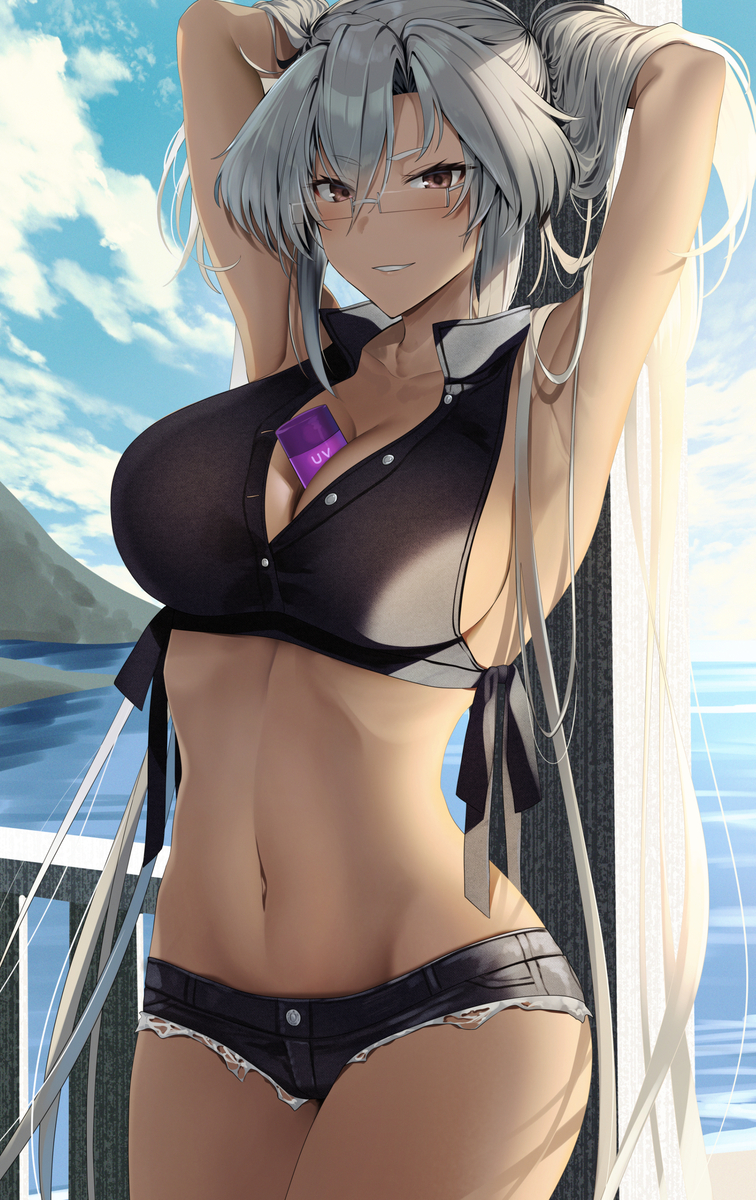 This is a pixiv picture whose title is 日焼け対策.
