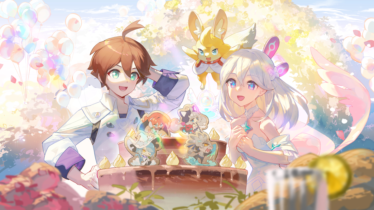 This is a pixiv picture whose title is 弹宝二周年生日会图.