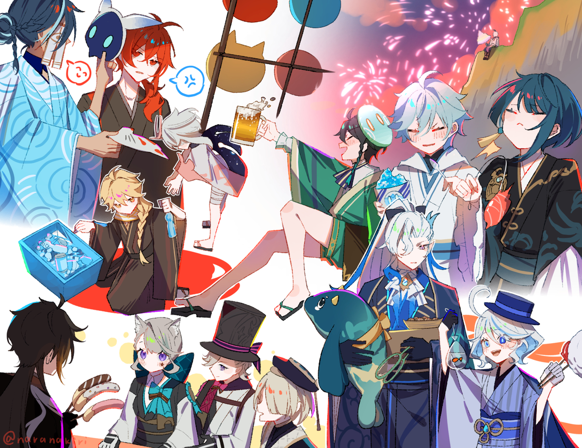 This is a pixiv picture whose title is 祭りだー.