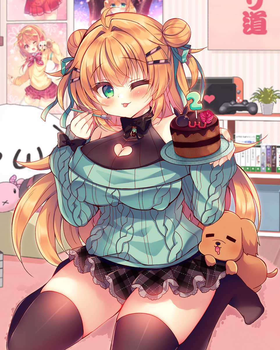 This is a pixiv picture whose title is 一緒にケーキたべよ♥.
