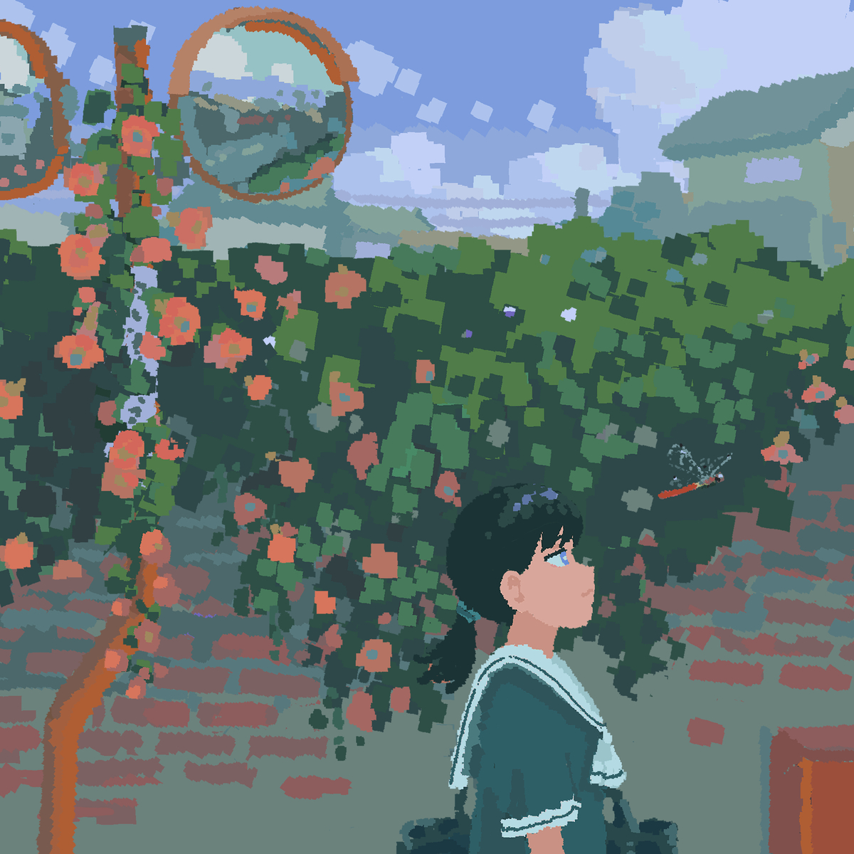 This is a pixiv picture whose title is 残夏の橙.