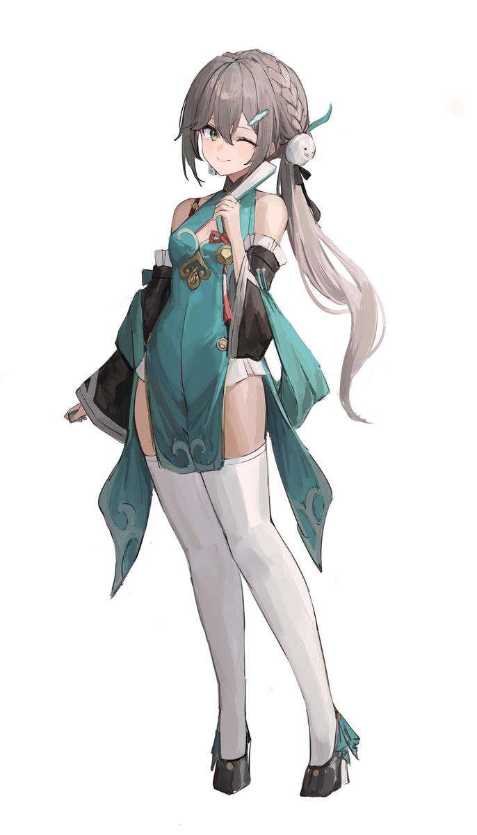 This is a pixiv picture whose title is 青雀チャイナドレス.