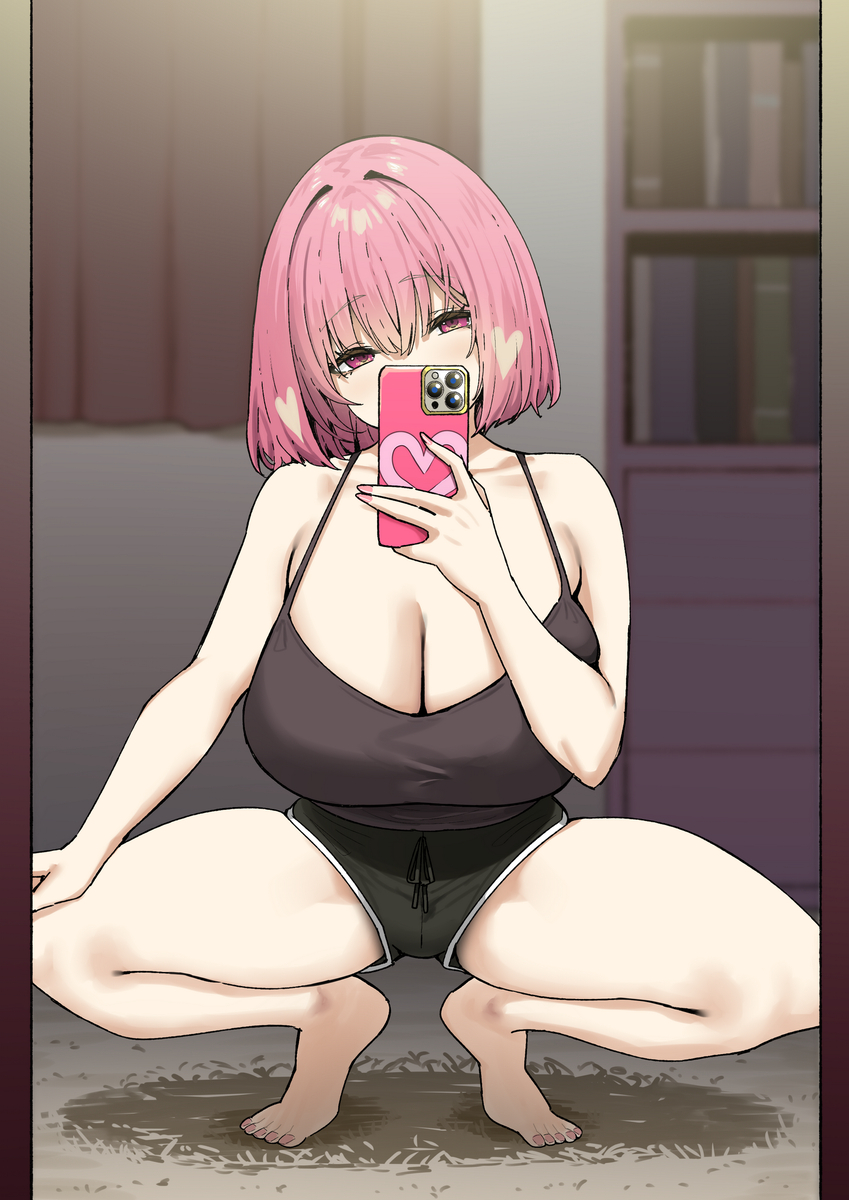 This is a pixiv picture whose title is 自撮り.
