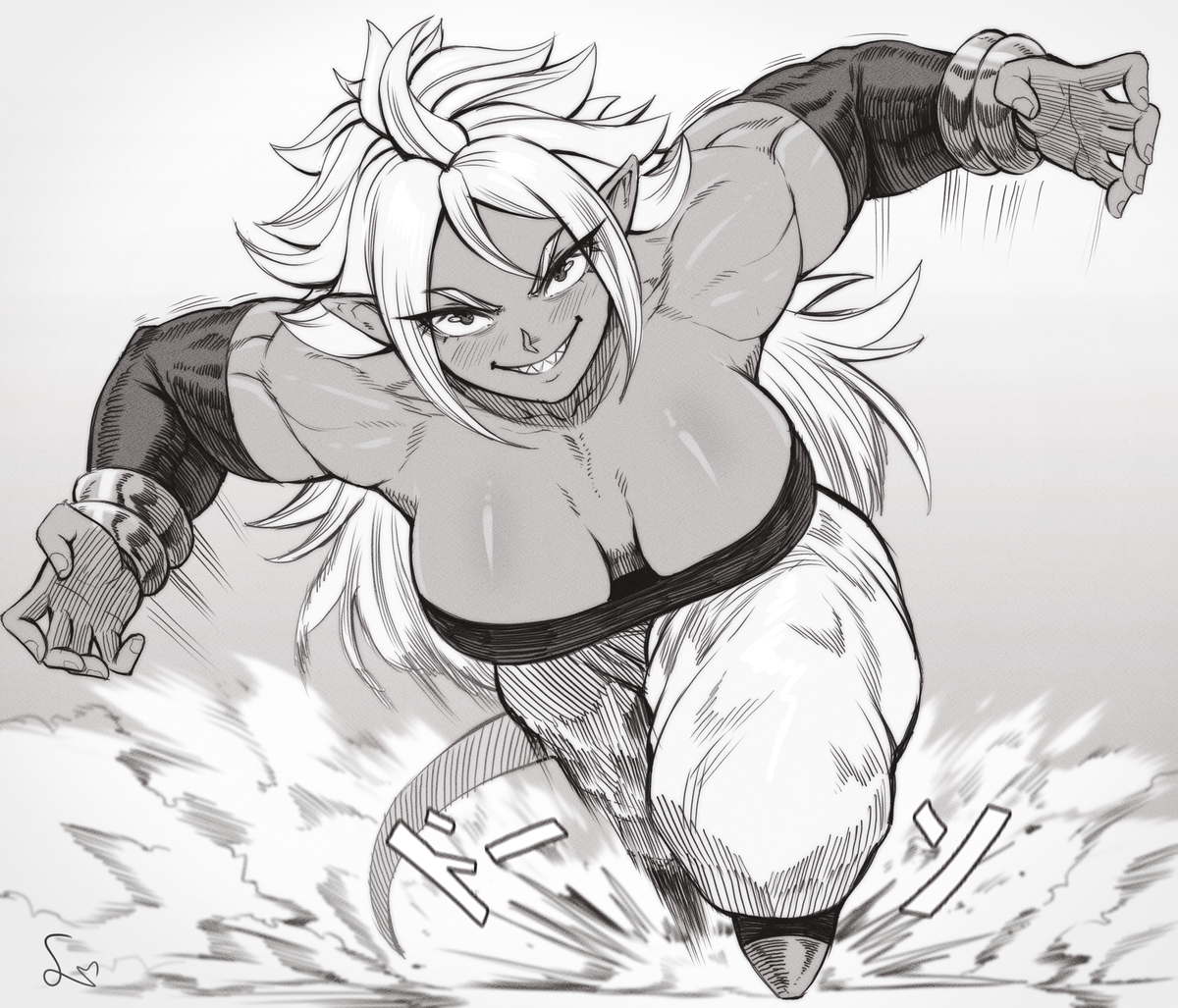 This is a pixiv picture whose title is Android 21 attack.