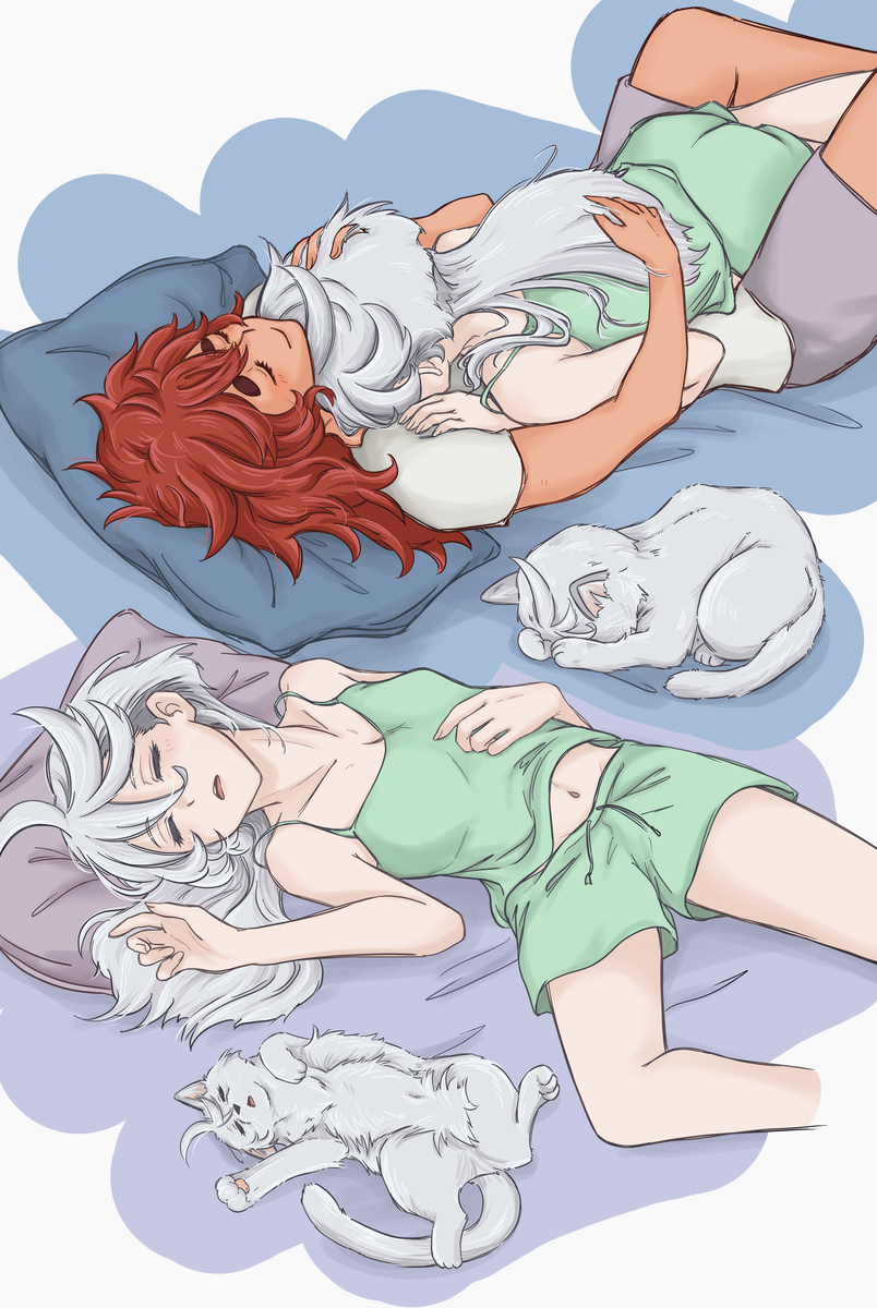 This is a pixiv picture whose title is ネコリネさん（へそ天・ごめん寝）.