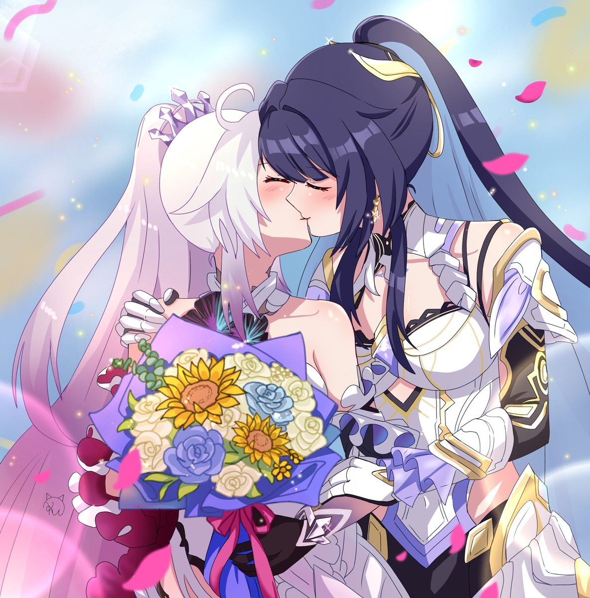 This is a pixiv picture whose title is happy marriage.