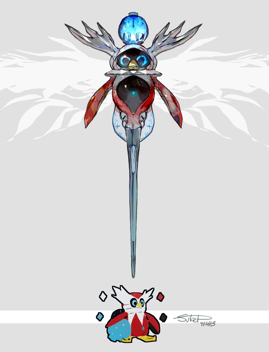 This is a pixiv picture whose title is テツノツツミモチーフの武器(ポケモンSV).