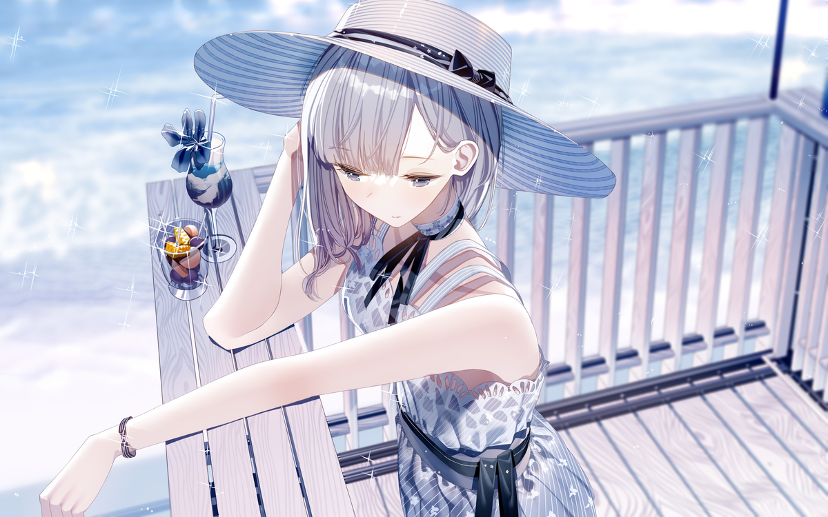 This is a pixiv picture whose title is 瓶覗色に囁く潮の音.