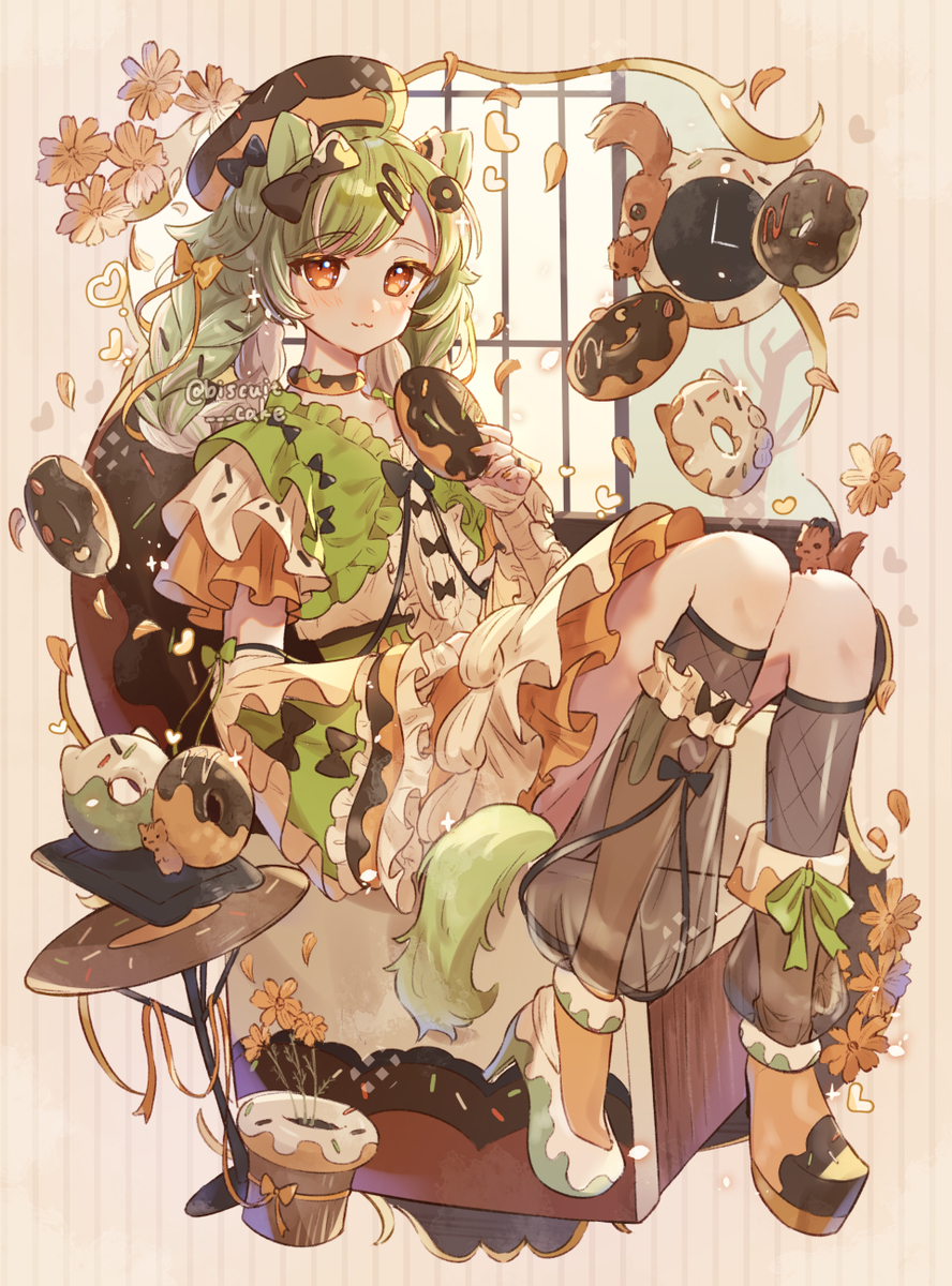 This is a pixiv picture whose title is 🐿️×🍩.