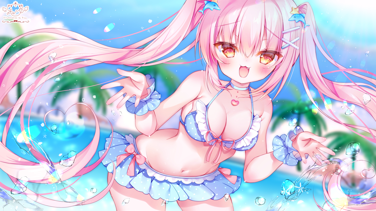 This is a pixiv picture whose title is メスガキとプールに来た！.