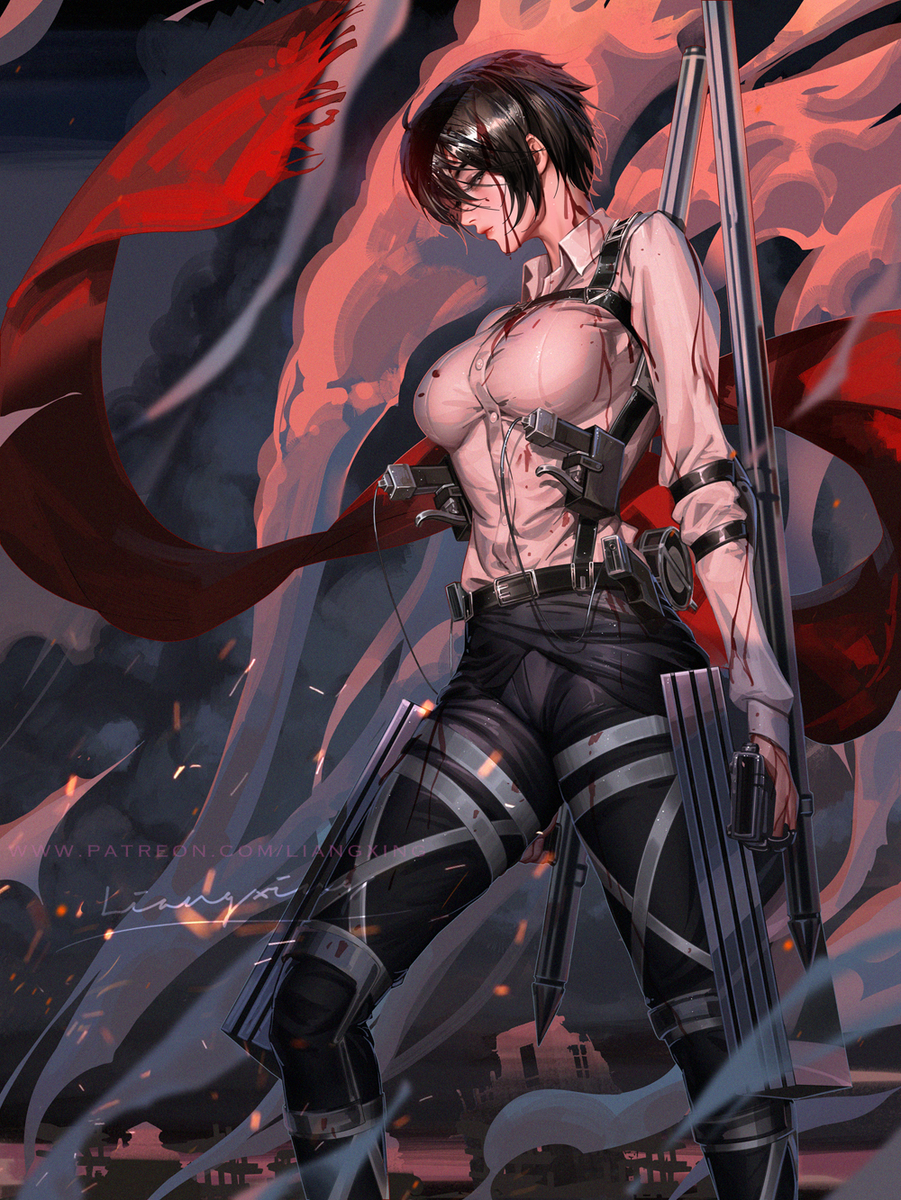 This is a pixiv picture whose title is Mikasa Ackerman.