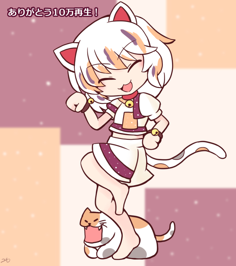 This is a pixiv picture whose title is LUCKY CAT10万再生記念.