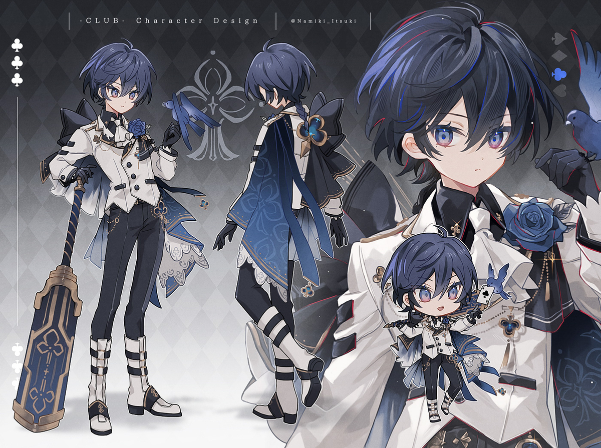 This is a pixiv picture whose title is Character Design［ Club ♣︎ 🃑🂠 ］.